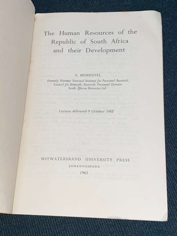 THE REPUBLIC IN A CHANGING WORLD LECTURE SIX THE HUMAN RESOURCES OF THE REPUBLIC OF SOUTH AFRICA