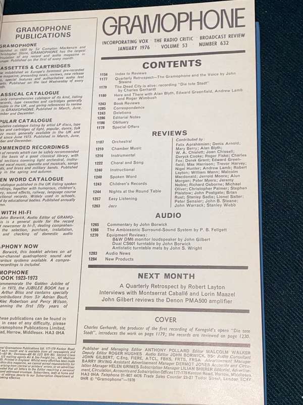 THE GRAMOPHONE MAGAZINE JAN - JUNE 1976 BOUND