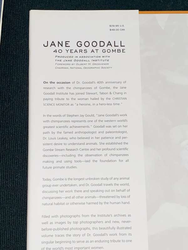 JANE GOODALL 40 YEARS AT GOMBE A TRIBUTE TO FOUR DECADES OF WILDLIFE RESEARCH