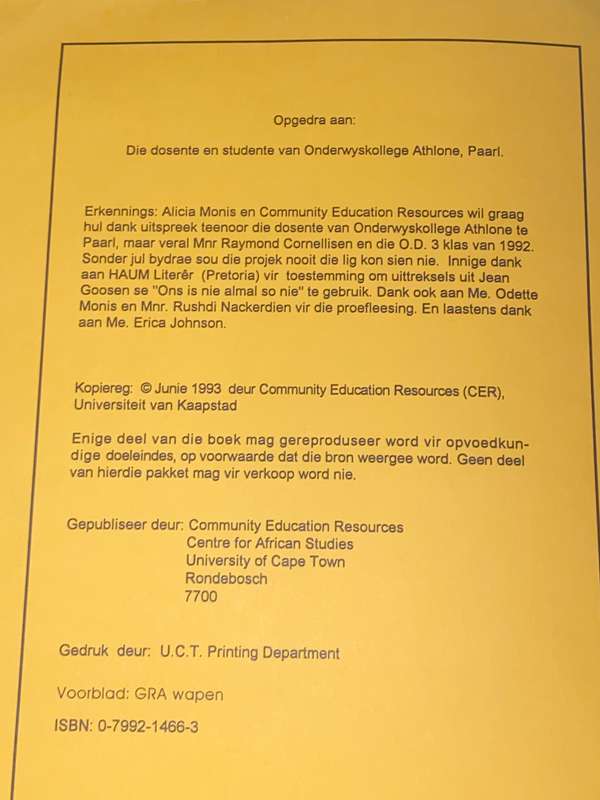 AFRIKAANS MY MOEDERTAAL? N' WERKBOEK VIR SEKONDERE LEERLINGE EN ONDERWYSERS