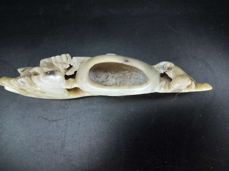 Vintage! Chinese Carved Soapstone Marbled Stone Vase - Handicraft - Brush Pot / Desk Pot / Inkwell