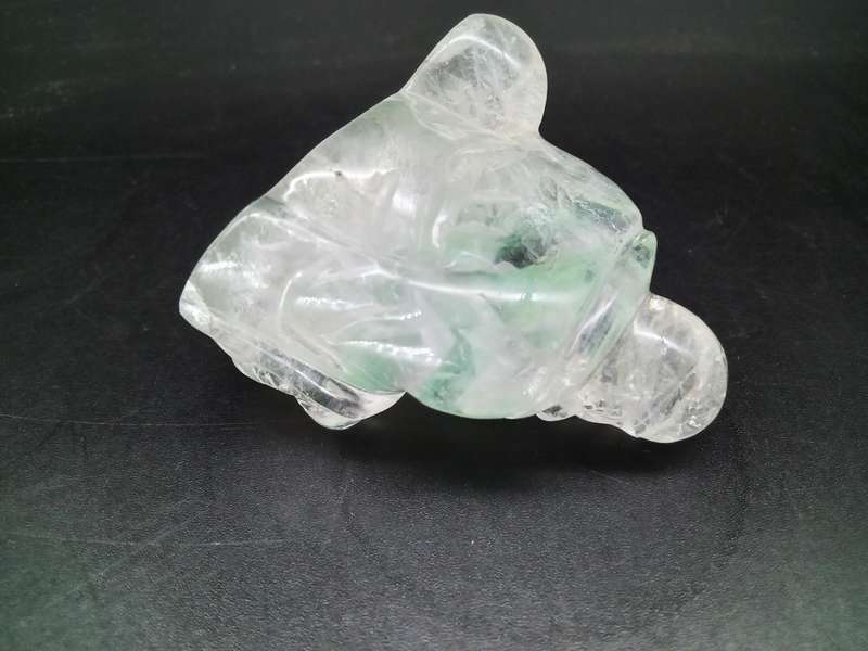 Antique! Small Laughing Buddha, carved In Natural Clear Quartz Stone.