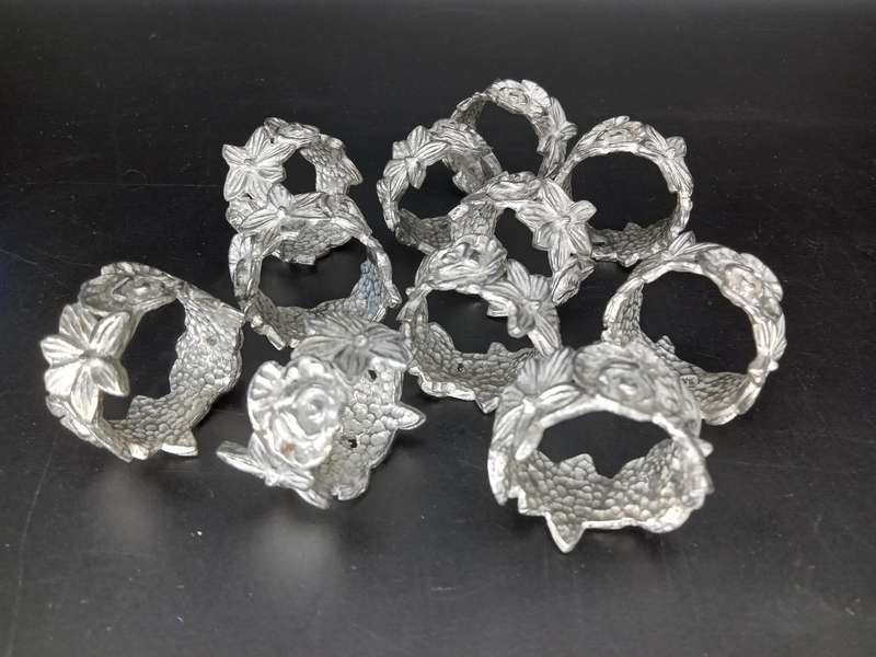 Vintage! Metal Alloy Napkin Rings Set Of 11