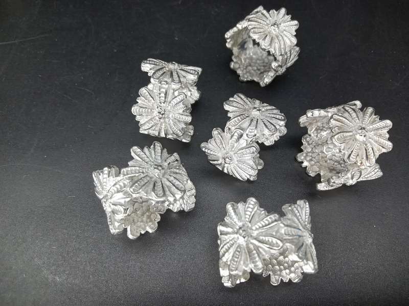 Vintage! Metal Alloy Tea Serviette Rings Set Of 6
