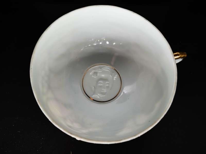 Vintage! DragonWare Kutani Moriage Geisha Lithophane Demitasse Tea Set