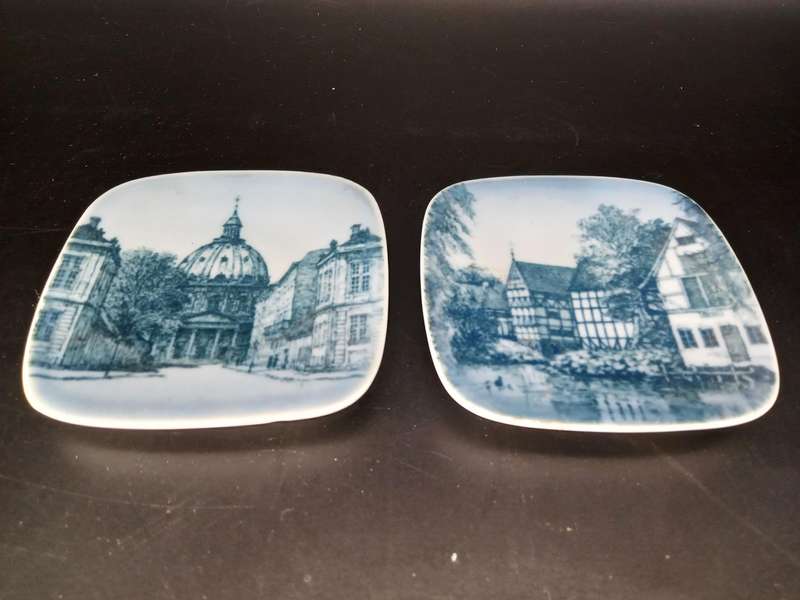 Vintage! Denmark - Bing and Grondahl - Mini Square Collector Plates - Set of 2
