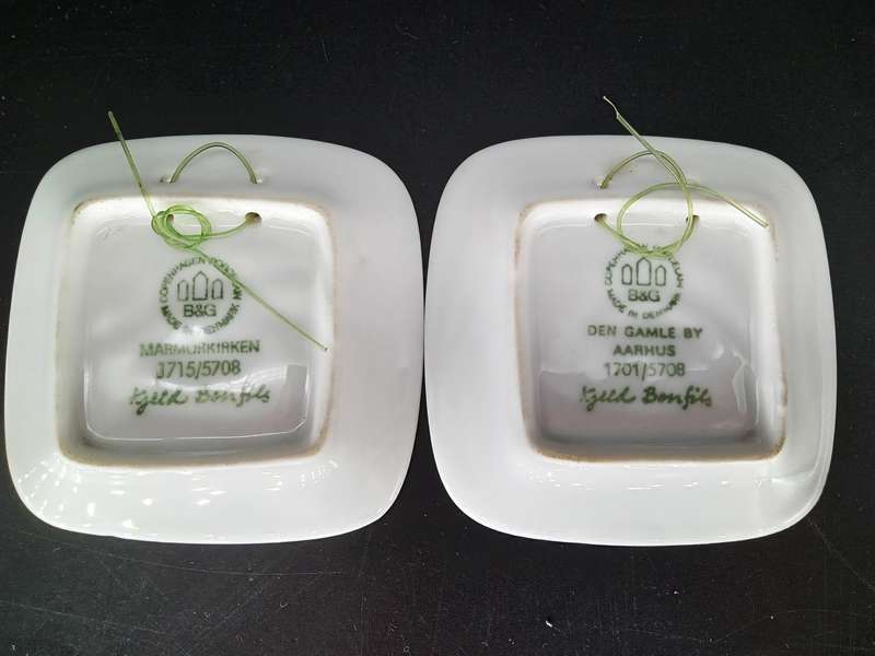 Vintage! Denmark - Bing and Grondahl - Mini Square Collector Plates - Set of 2