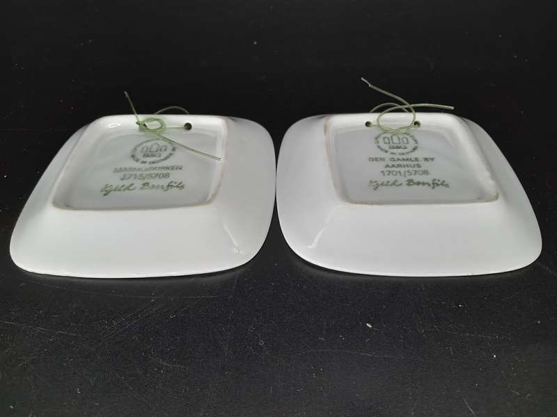 Vintage! Denmark - Bing and Grondahl - Mini Square Collector Plates - Set of 2