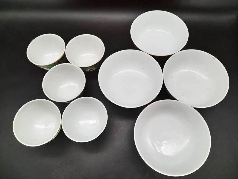 Vintage! Famillie Rose Turquoise Mun Shou Longevity Porcelain Set