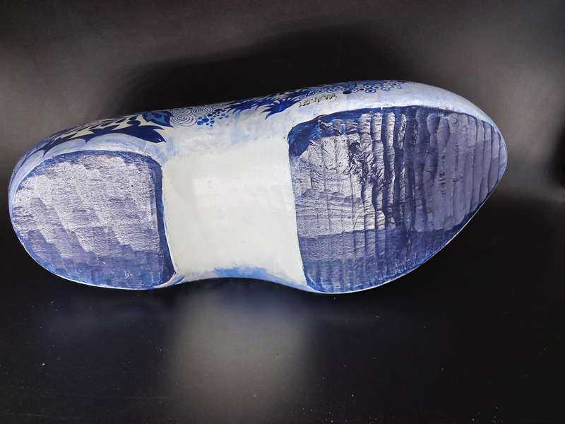 Vintage! Holland - Delft Design - Large Handmade Traditional Wooden Dutch Clog