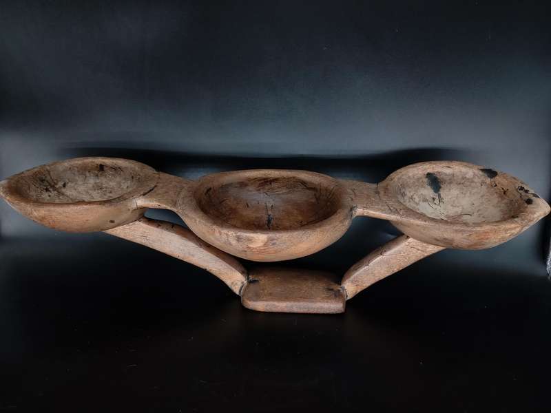 Africana! Hand Carved 3 Division Serving Bowl With Stand.