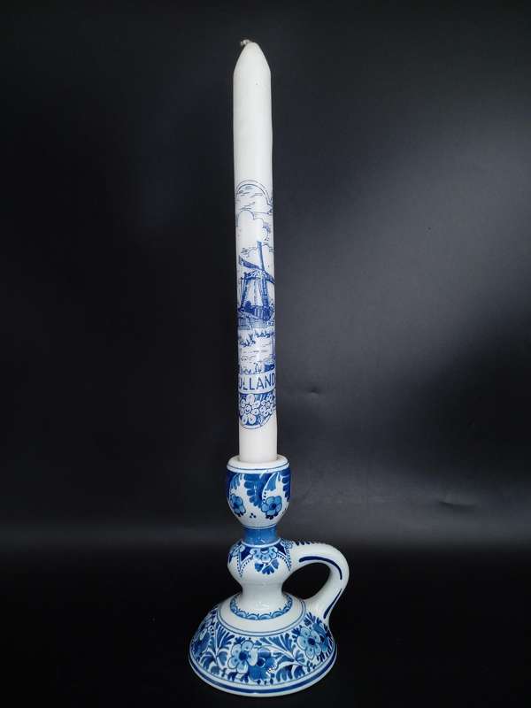 Vintage! Holland - Royal Delft - De Porceleyne Fles -  Candle Holder, Chamberstick (repaired)