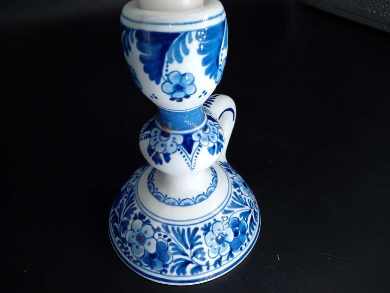 Vintage! Holland - Royal Delft - De Porceleyne Fles -  Candle Holder, Chamberstick (repaired)