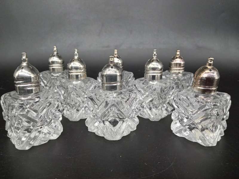 Vintage! Japan - Boxed Patterned Glass 8 Piece Salt And Pepper Shakers
