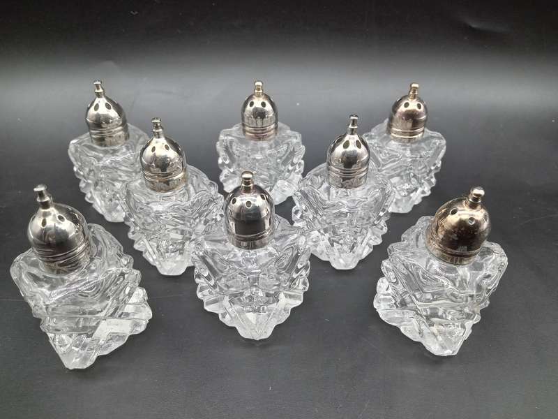 Vintage! Japan - Boxed Patterned Glass 8 Piece Salt And Pepper Shakers