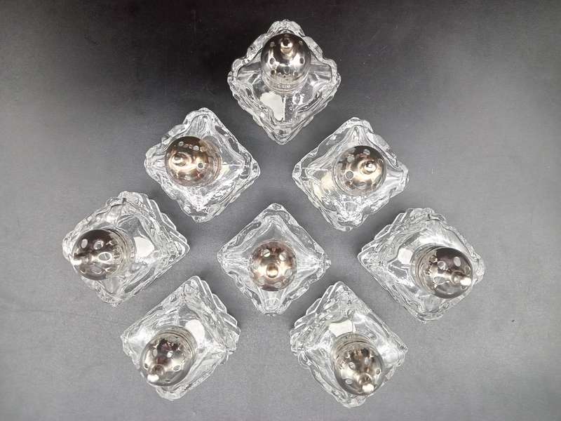 Vintage! Japan - Boxed Patterned Glass 8 Piece Salt And Pepper Shakers