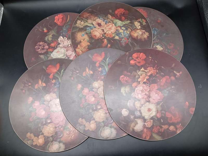 Vintage! Set Of 6 Dutch Floral Lady Clare Placemats 23cm Diameter