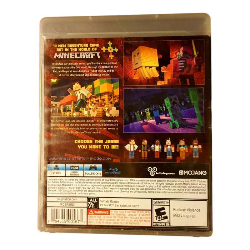Minecraft Story Mode  PlayStation 3 (PS3) Game  Game in Box, No Manual  Very Good Condition