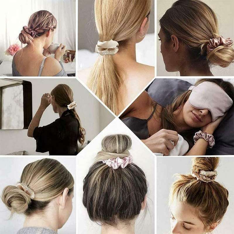 12 Pcs Neutral Scrunchies for Women, Premium Satin Softer than Silk, Solid Elastic Bands