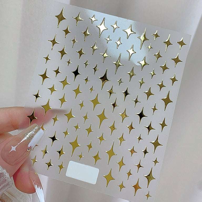 4pcs Shiny Star Nail Art Stickers 3D Ultra-thin Star Decals DIY Manicure Nail Adhesive Decoration