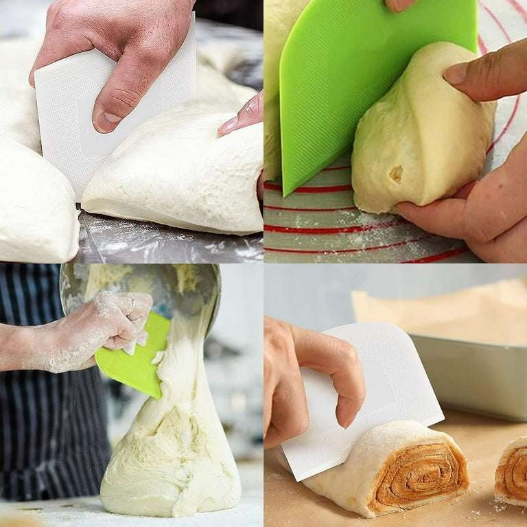 5 Pcs Dough Scraper, Plastic Bowl Scraper, Bench Cutter Scraper, Multipurpose Bread Dough Scraper