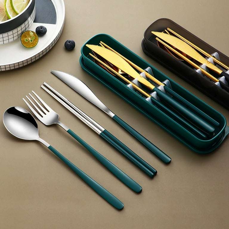 1 Set Tableware Set Food Grade Rust-proof Heat-Resistant Mirror Polish Grip Comfortable Dinning