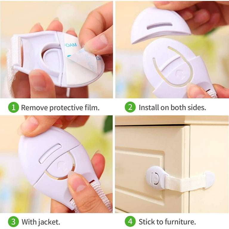 10Pcs Adjustable Baby Safety Locks Straps Latches for Kids Proofing Cabinets