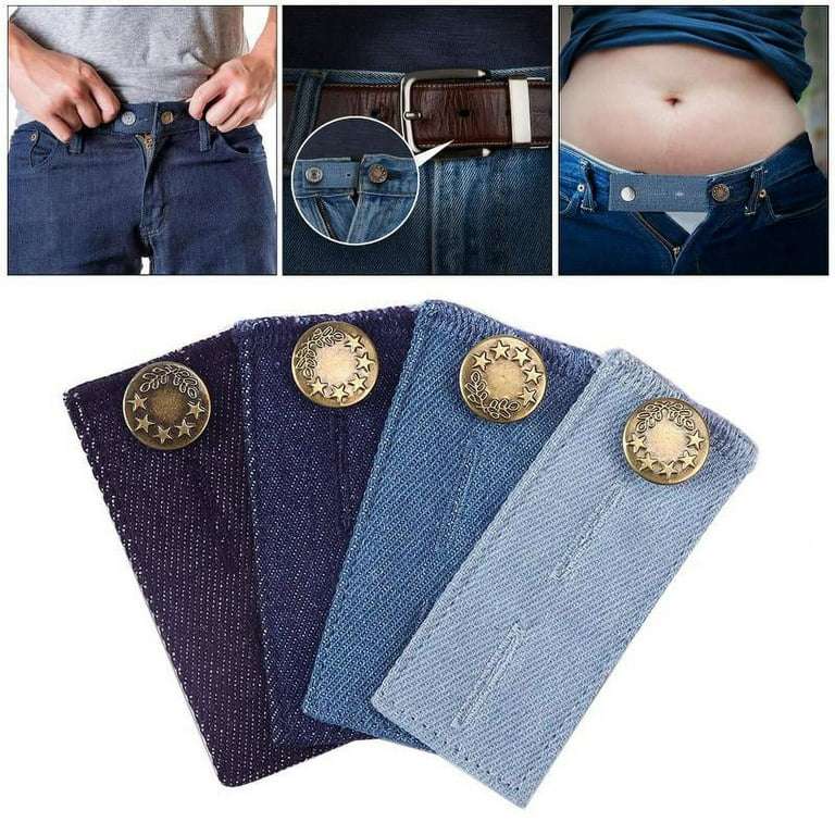4 Pieces Denim Waist Extenders Button for Pants Jeans Trousers Skirt Adjustable Waistband Extender