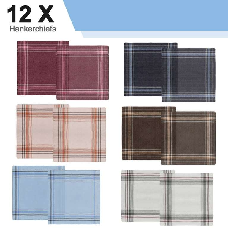 12 Pcs Handkerchiefs for Men,Classic Design Mens Handkerchiefs,Premium Fabric Handkerchief Cotton