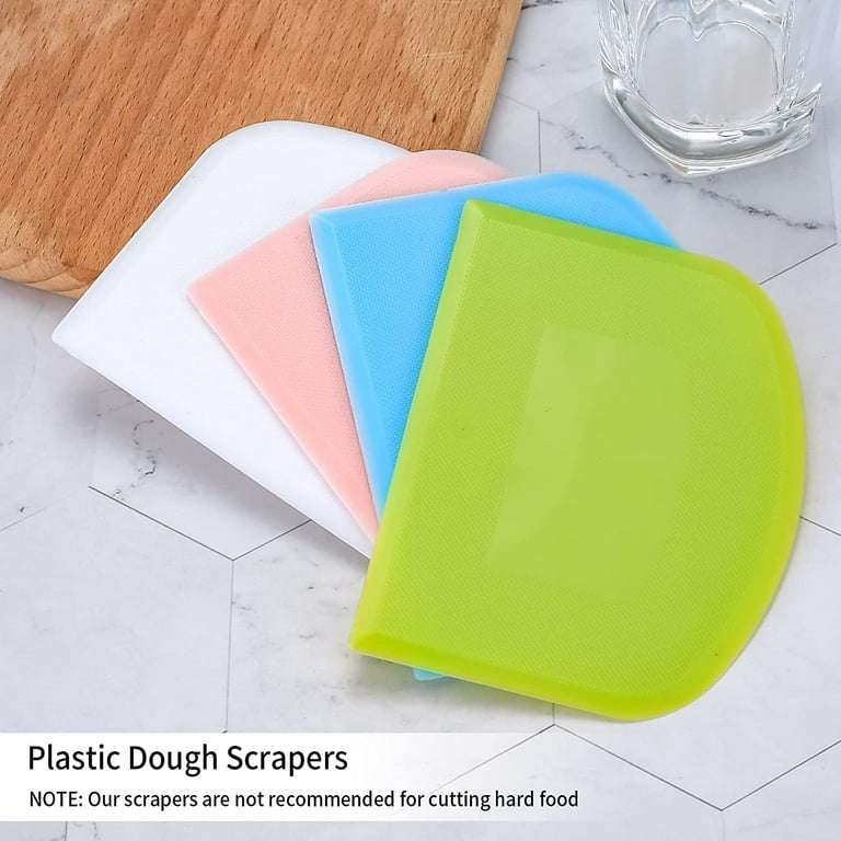 5 Pcs Dough Scraper, Plastic Bowl Scraper, Bench Cutter Scraper, Multipurpose Bread Dough Scraper