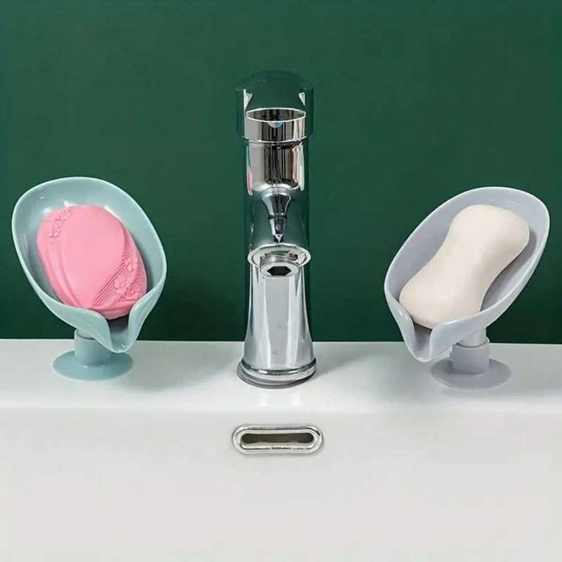 2pcs No-Drill Suction Cup Soap Shelf | Wall-Mounted Drainable Storage Rack for Bathroom & Kitchen