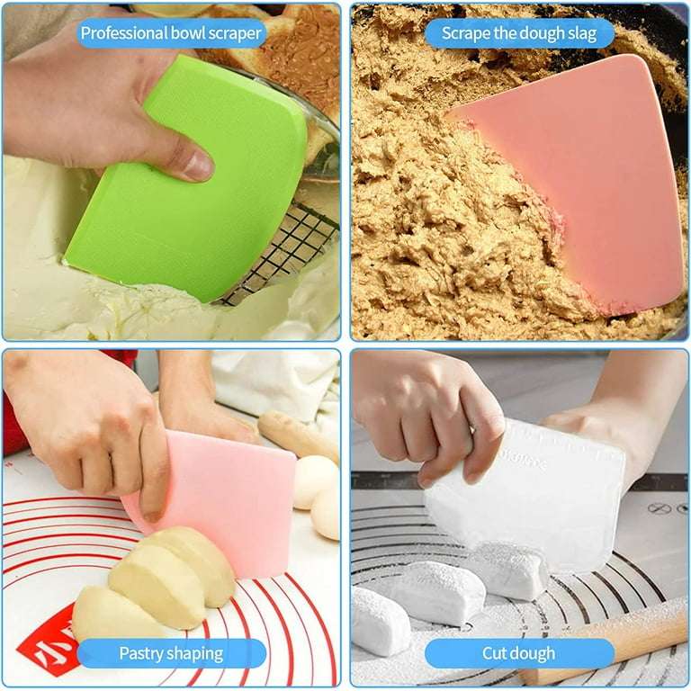 5 Pcs Dough Scraper, Plastic Bowl Scraper, Bench Cutter Scraper, Multipurpose Bread Dough Scraper