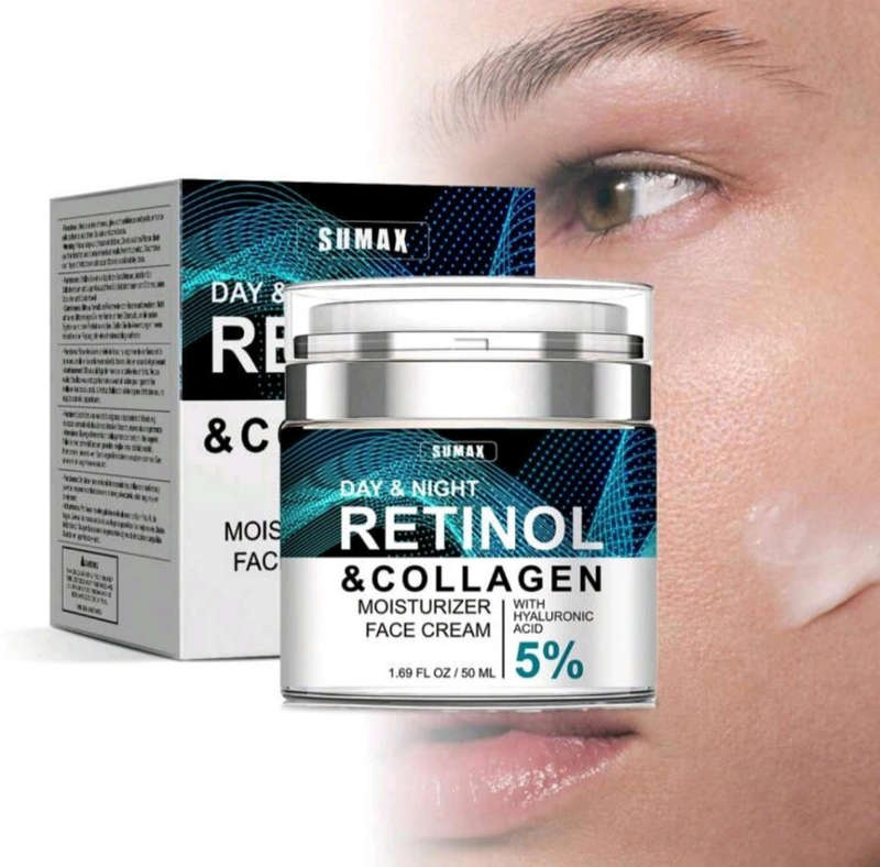 Retinol Collagen Cream for Face  Anti-Aging Night Moisturiser with 5% Hyaluronic Acid