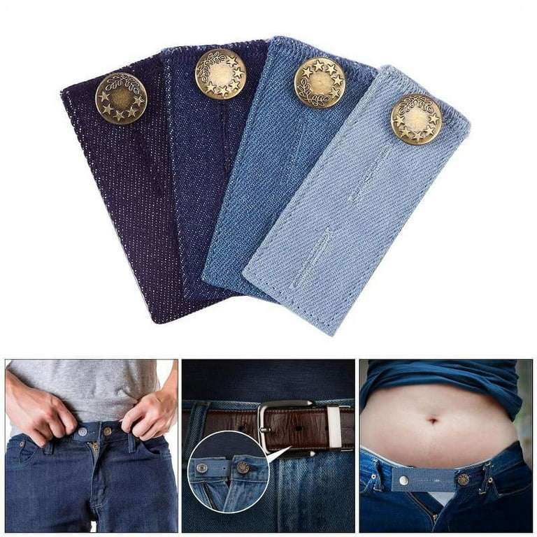 4 Pieces Denim Waist Extenders Button for Pants Jeans Trousers Skirt Adjustable Waistband Extender