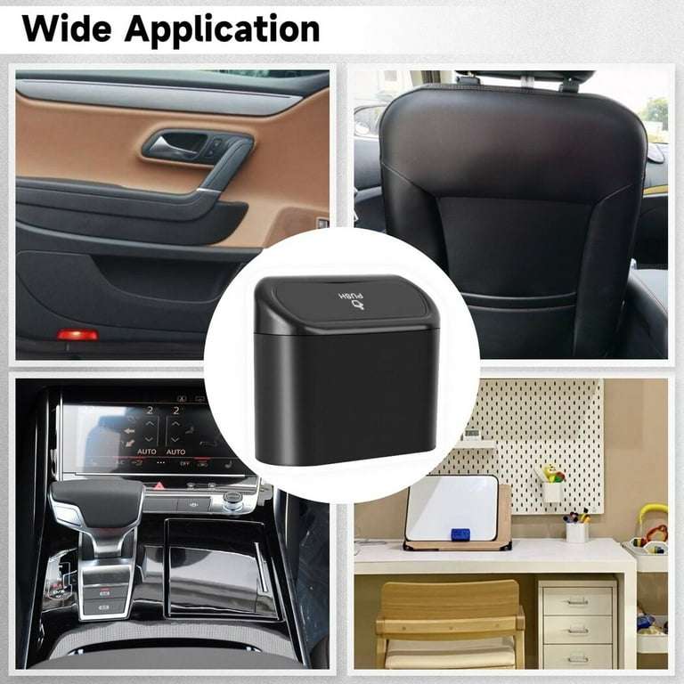 Car Trash Can Bin with Lid, Vehicle Trash Can with Trash Bags, Waterproof Mini Garbage Organizer,