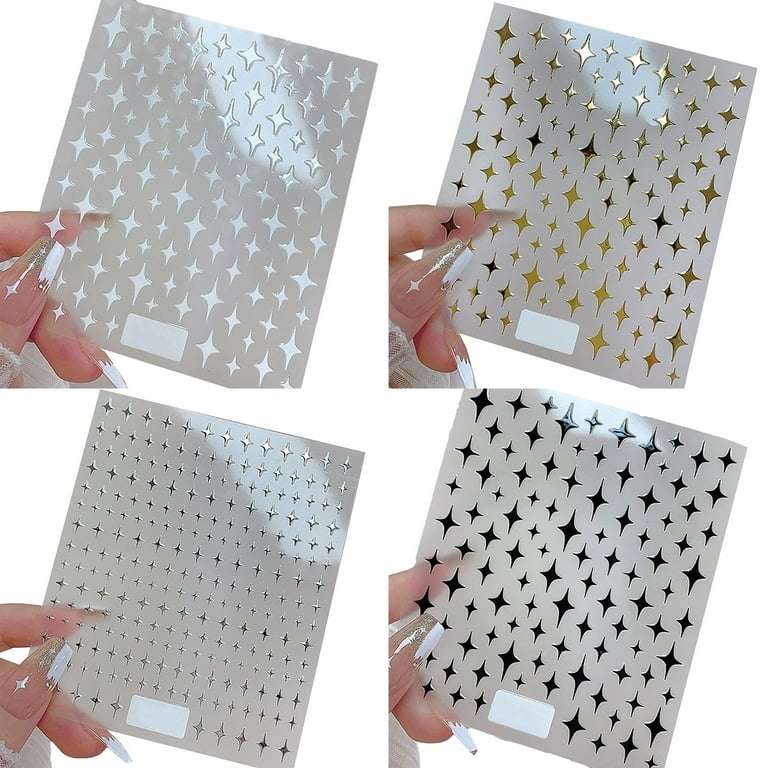 4pcs Shiny Star Nail Art Stickers 3D Ultra-thin Star Decals DIY Manicure Nail Adhesive Decoration