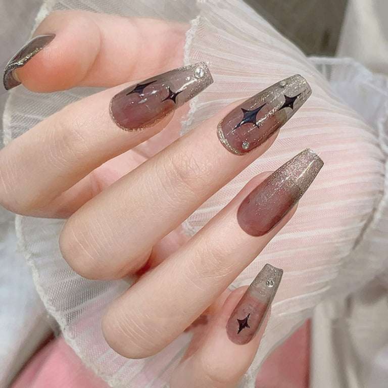 4pcs Shiny Star Nail Art Stickers 3D Ultra-thin Star Decals DIY Manicure Nail Adhesive Decoration