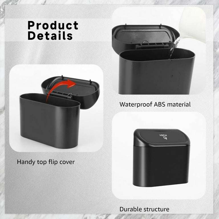 Car Trash Can Bin with Lid, Vehicle Trash Can with Trash Bags, Waterproof Mini Garbage Organizer,