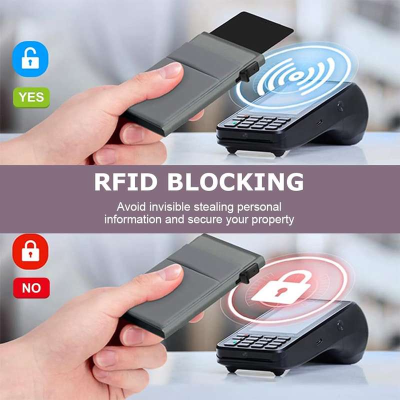 Pop-up Card Holder for Men Multi Card Slots Design Push Up Slim Wallet with Cash Pouch RFID-Blocking