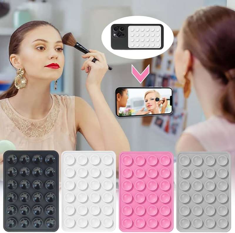 4 pcs Silicone Phone Sticky Grip, Suction Phone Case Mount for iPhone & Android, Hands-Free