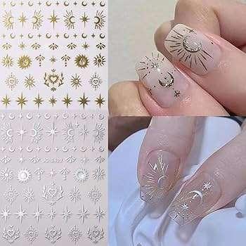 6 Sheets Bohemian Theme Nail Art Stickers  DIY Star, Moon, Heart & Pattern Designs