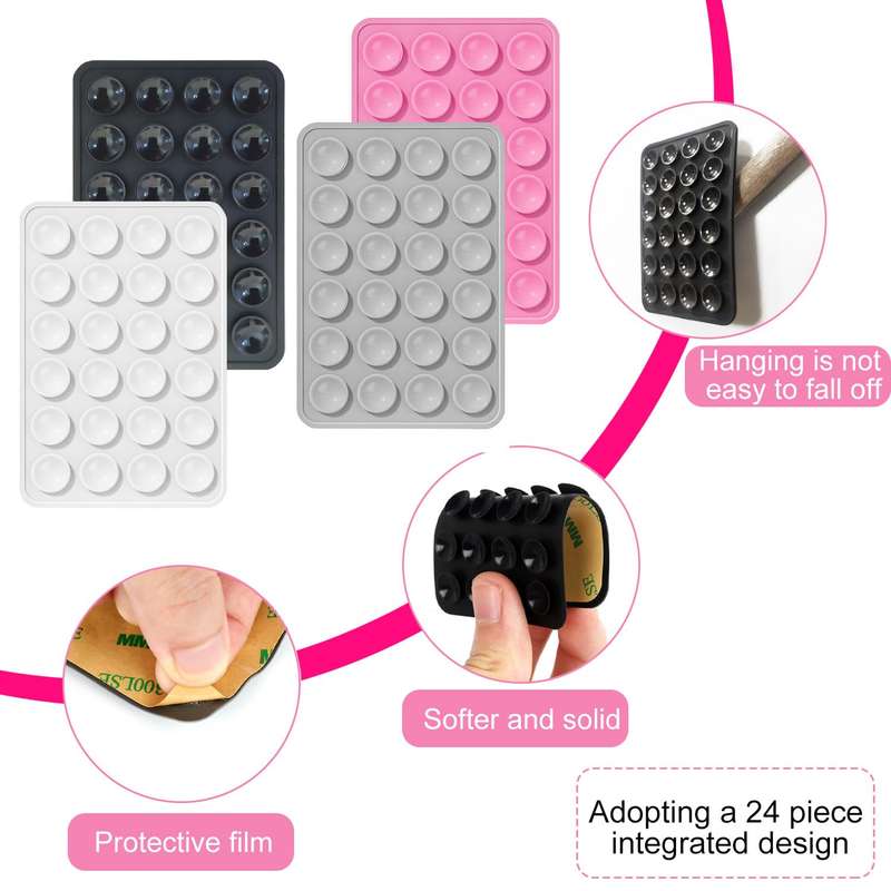 4 pcs Silicone Phone Sticky Grip, Suction Phone Case Mount for iPhone & Android, Hands-Free