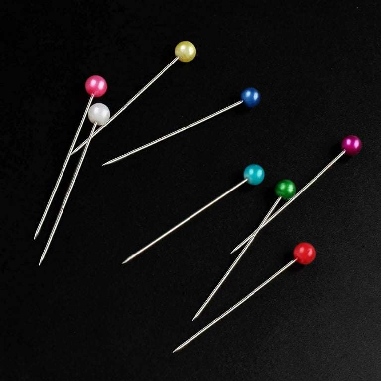 Sewing Pins Pack of 200 with 3mm Multicolor Glass Heads, 1.5 inch Straight Pins with Sharp Pointed