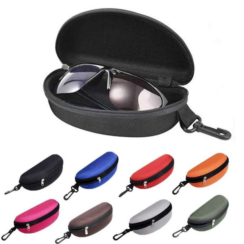 Sunglasses Case Portable Travel Zipper Eye glasses Case (Black)
