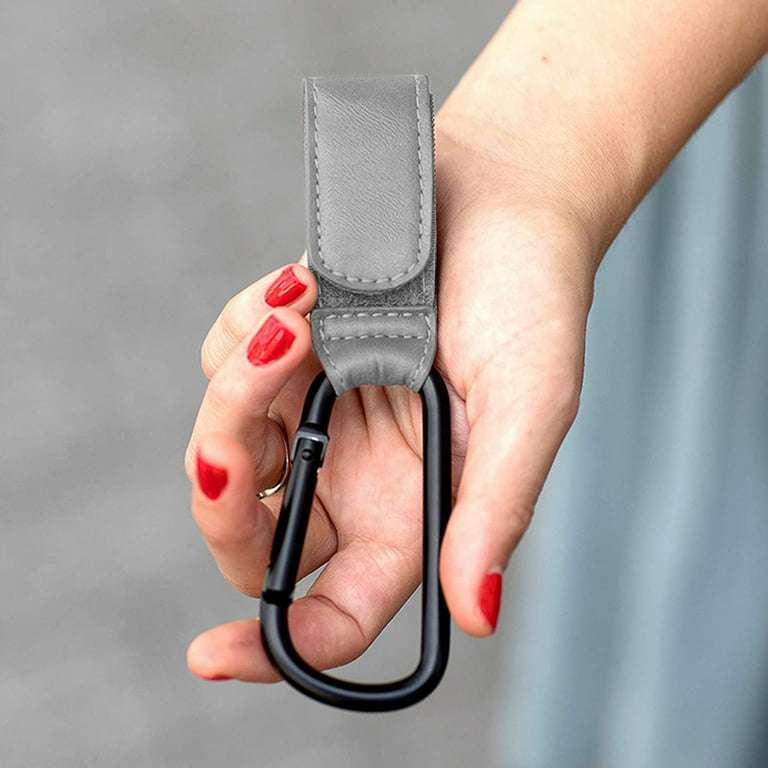 2PCS Stroller Hooks for Hanging, Leather Stroller Clip Straps, Baby Stroller Hooks for Diaper Bags
