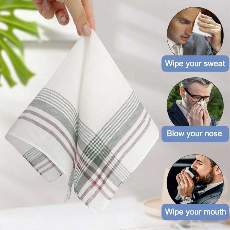 12 Pcs Handkerchiefs for Men,Classic Design Mens Handkerchiefs,Premium Fabric Handkerchief Cotton