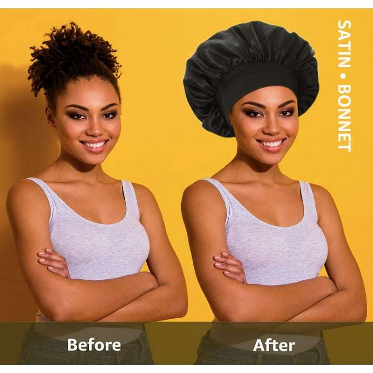 Women 4Pcs Satin Fabric Bonnet Silk Night Sleep Shower Cap Hair Head Covers
