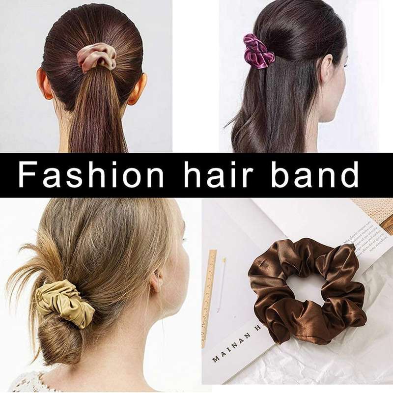 12 Pcs Neutral Scrunchies for Women, Premium Satin Softer than Silk, Solid Elastic Bands