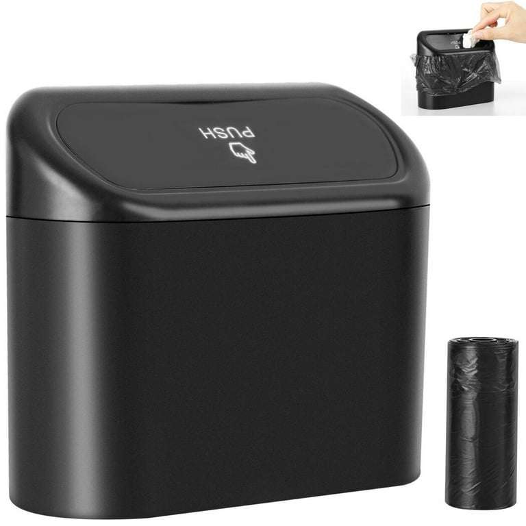 Car Trash Can Bin with Lid, Vehicle Trash Can with Trash Bags, Waterproof Mini Garbage Organizer,
