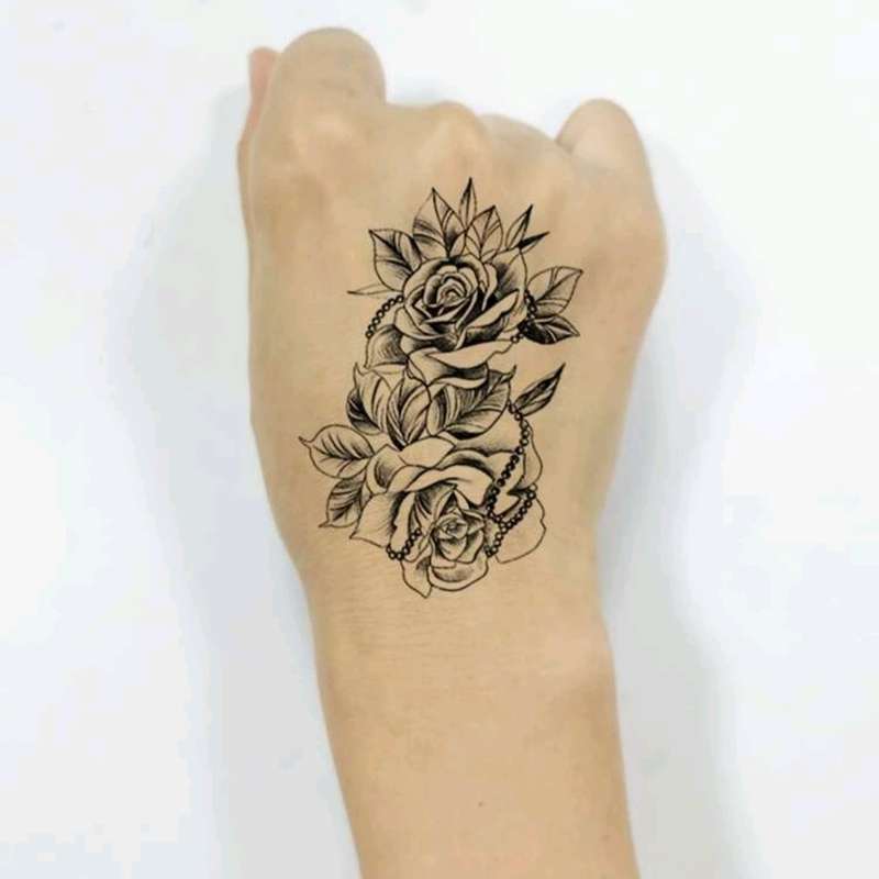10pcs Sticker Waterproof Temporary Sketch Flower Simple Flower Sternum Stick Temporary Tattoo Stick